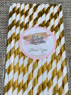 Gold striped paper straws