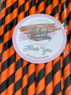 Black/orange paper straws